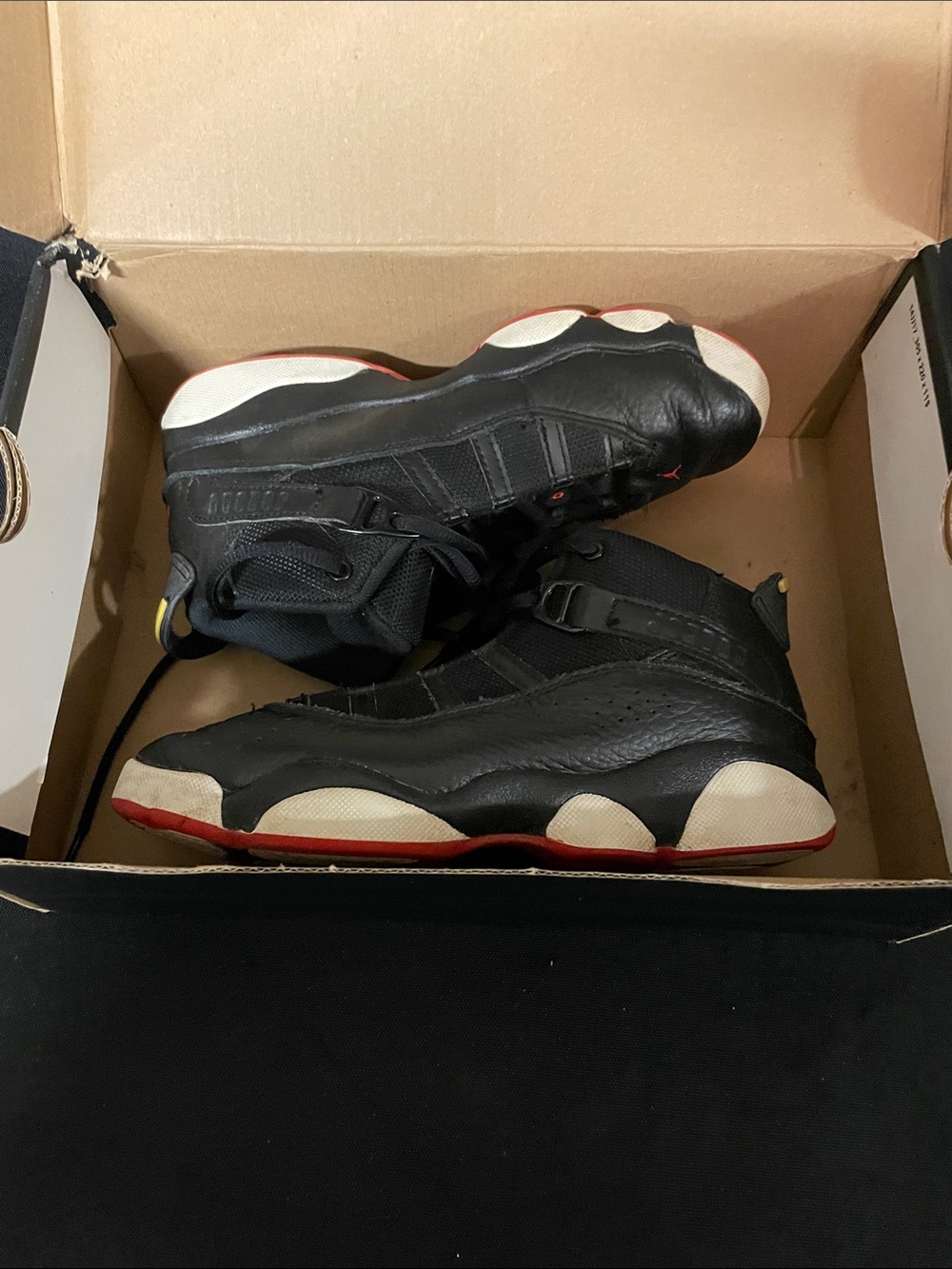Jordan Kids Black Sneakers with White and Red Accents